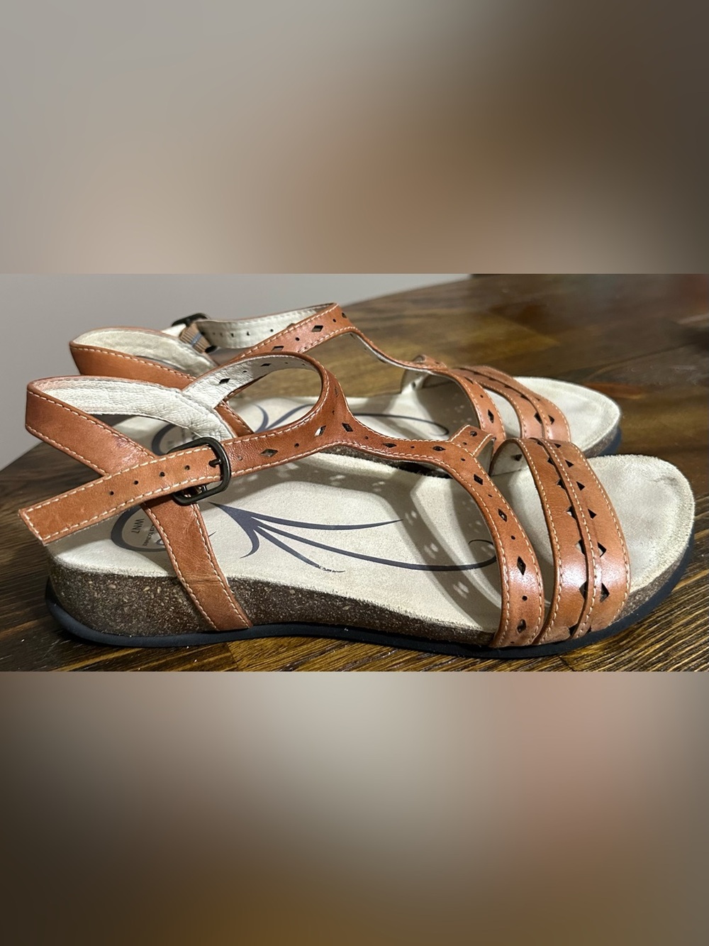 Abeo Women's Cognac Strappy Leather Sandal